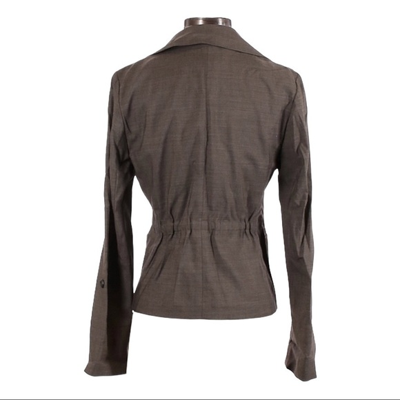 W By Worth Wool & Silk Roll Tab Taupe Lightweight Fitted Blazer Jacket Size 2 - Picture 2 of 10